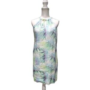 Tommy Bahama Womens Leinani Leaves Tropical Halter Dress 100% Linen Sizes Small